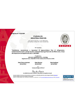 Certificato FGAS Reg303 2018